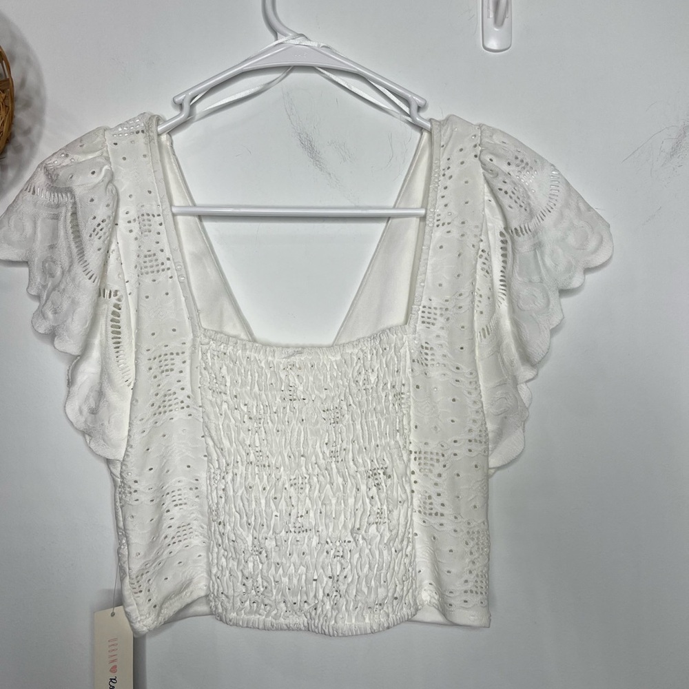 Eyelet Crisscross Crop Top Size Medium - Picture 5 of 6